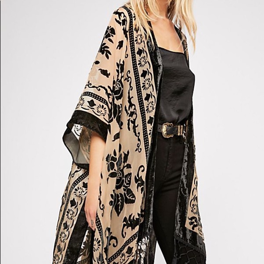 Free People Nightbird Burnout Kimono